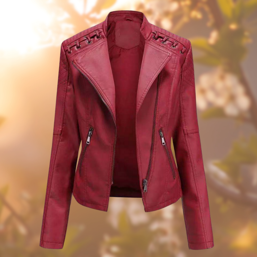 Women’s Jacket | Regular Fit Leather Jacket with Front Zip