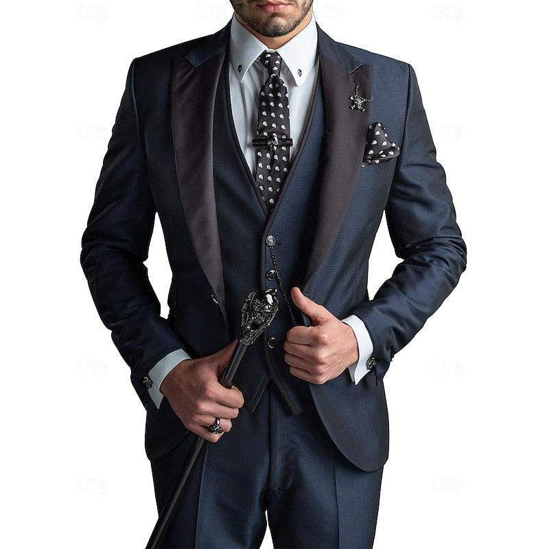 Three Piece Tailored Blazer Vest Pants Suit Set for Men | Formal Occasion