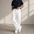 Pleated Wide Leg Full Length Casual Pants with Defined Waistband for Men