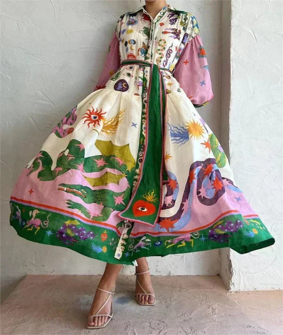 Multicolour Wrap Long Sleeve Maxi Dress for Women