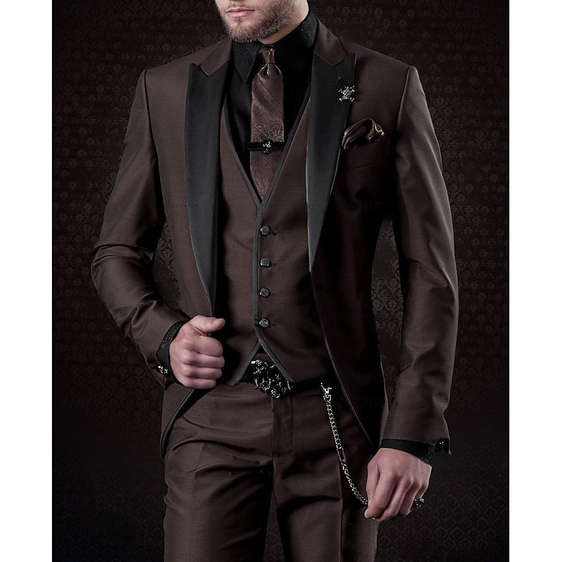 Three Piece Tailored Blazer Vest Pants Suit Set for Men | Formal Occasion