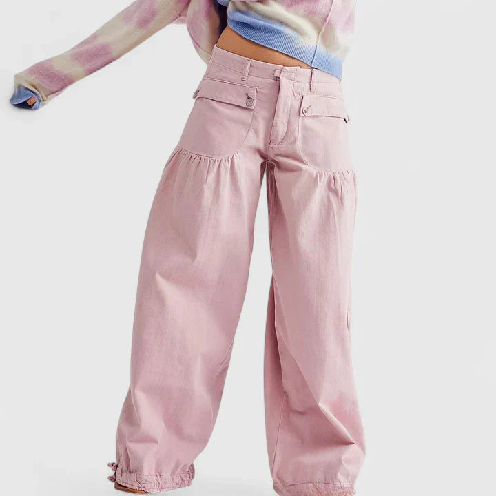 Lightweight Wide Leg Pleated Pants with Pockets and Loose Fit for Women