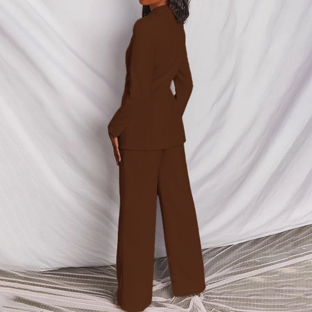 Button-Front Blazer and Straight-Leg Trousers Co-ord Set for Women