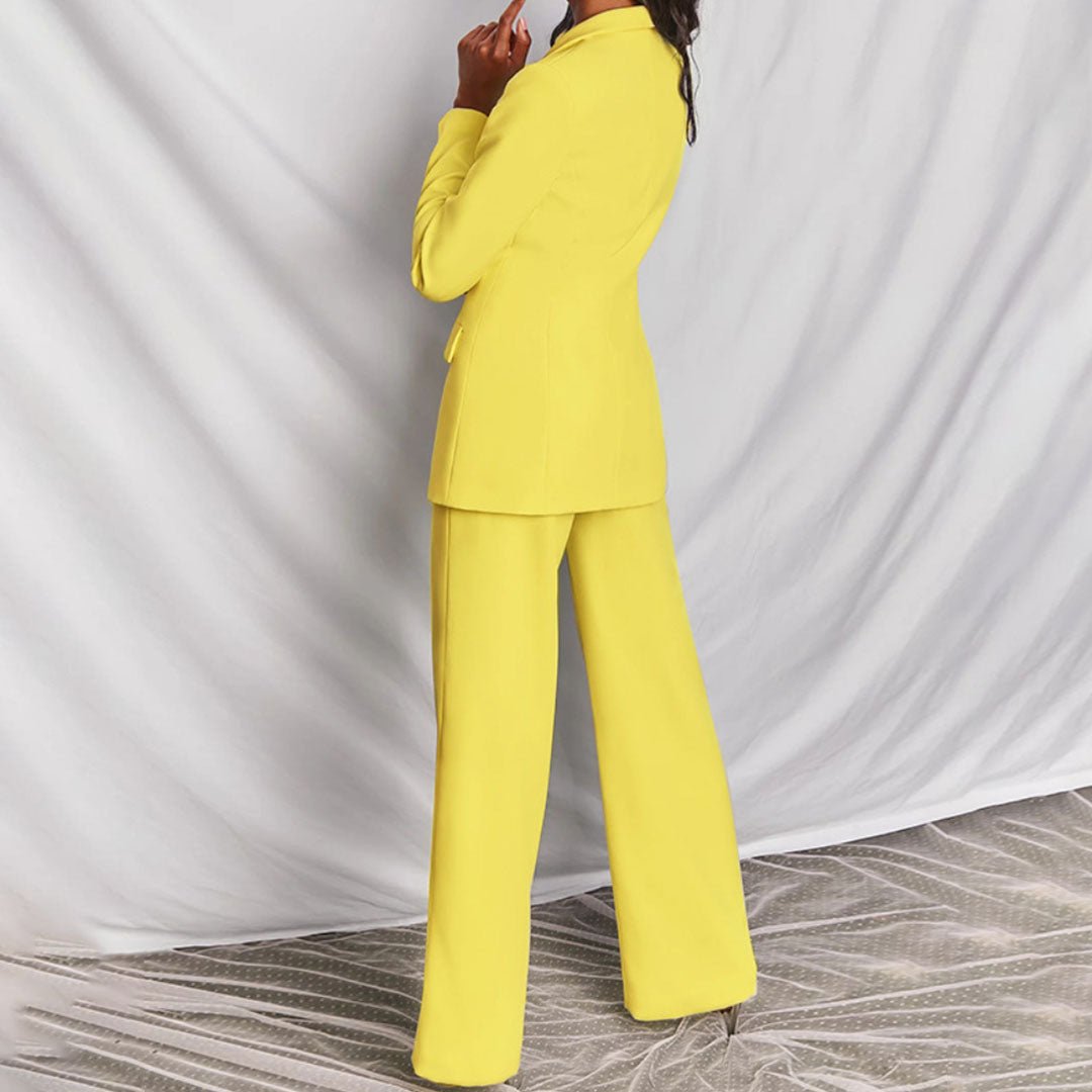 Button-Front Blazer and Straight-Leg Trousers Co-ord Set for Women
