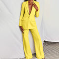 Button-Front Blazer and Straight-Leg Trousers Co-ord Set for Women
