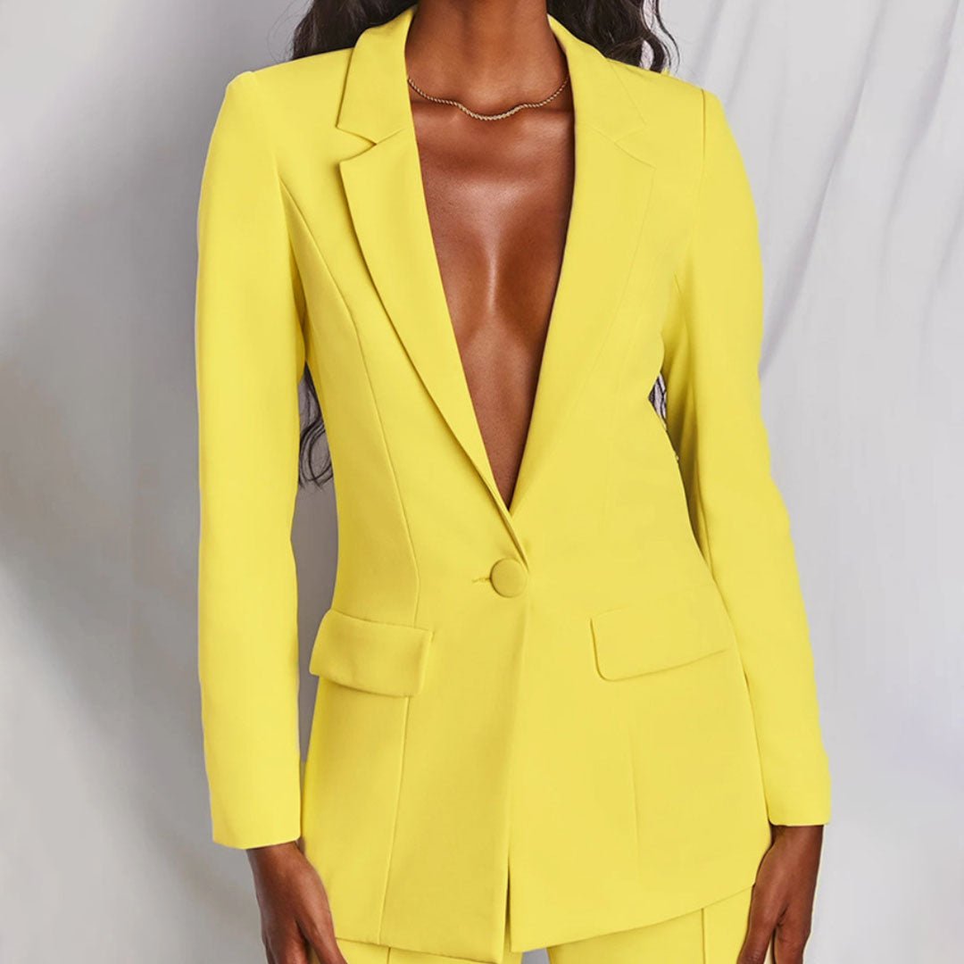 Button-Front Blazer and Straight-Leg Trousers Co-ord Set for Women