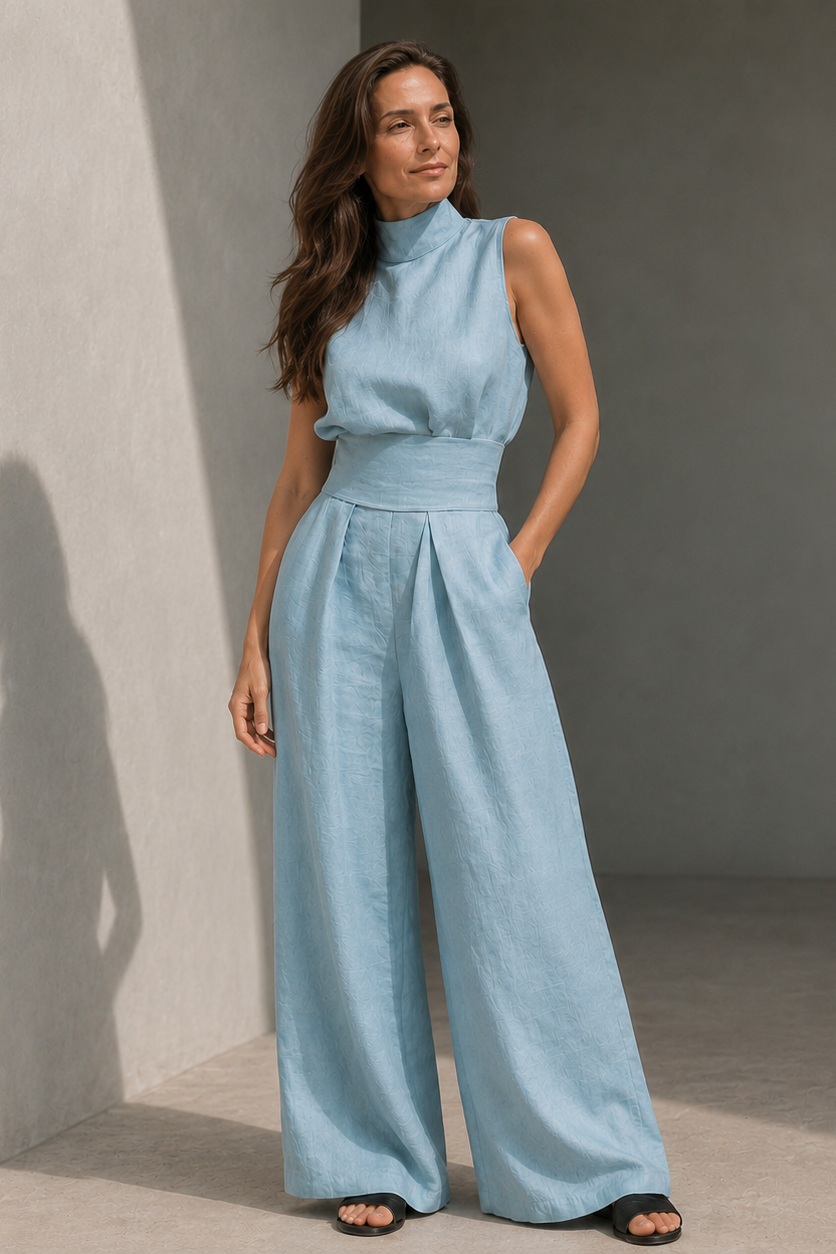 Sleeveless Wide Leg Two-Piece Set for Women | Summer Holiday