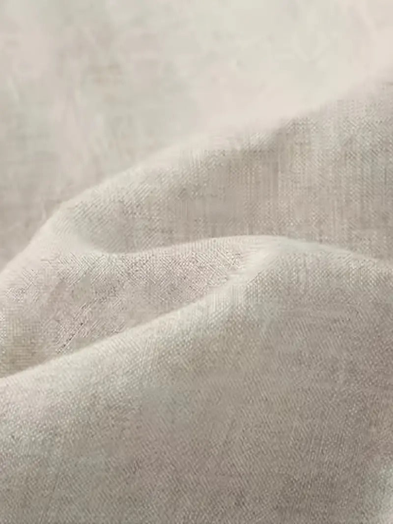 Linen Wide Leg Trousers for Men with Elastic Waist and Pockets