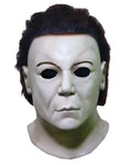 Cream Latex Full Head Horror Costume Mask with Black Artificial Hair for Men
