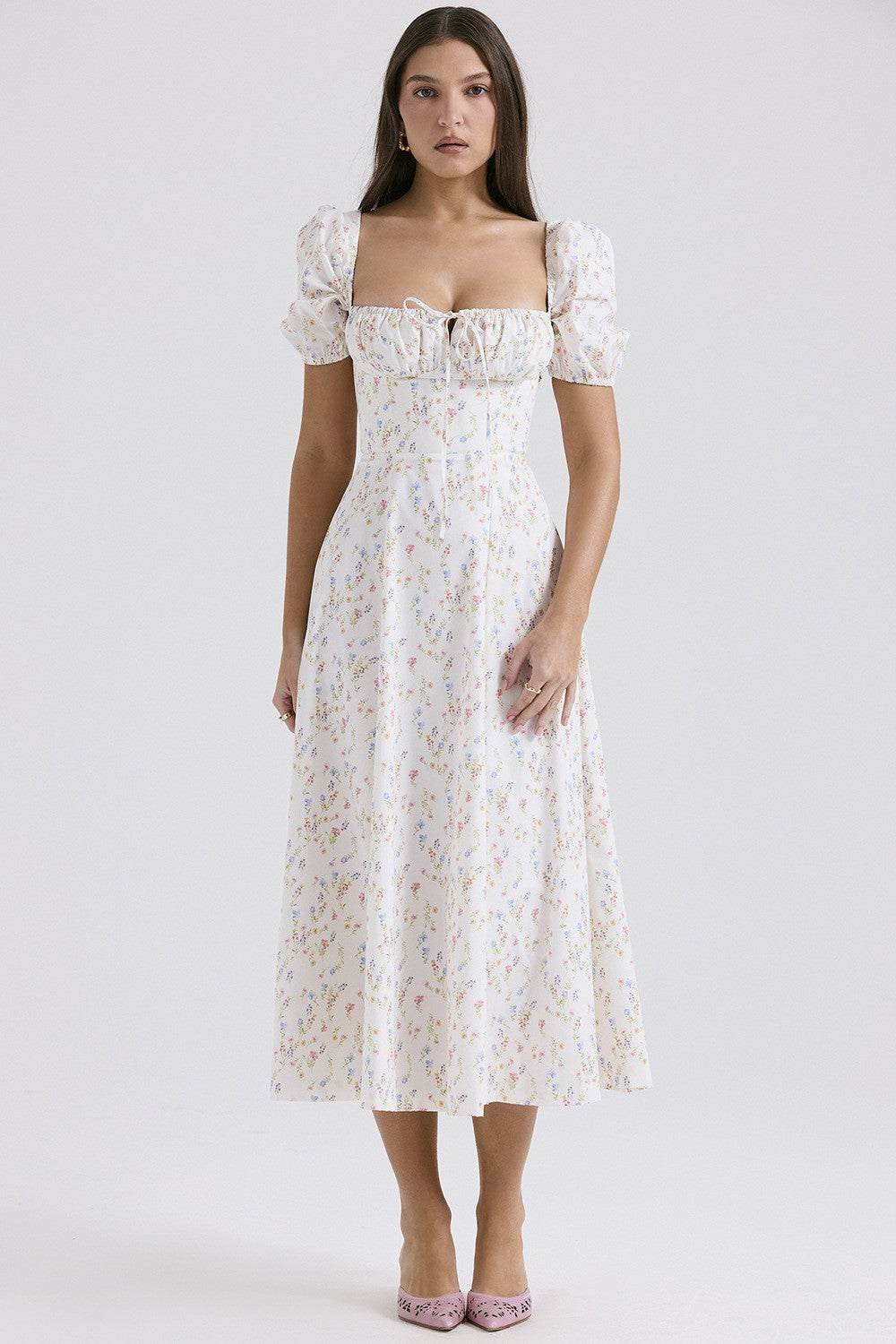 Pleated Strapless Midi Dress for Women | Wedding Guest