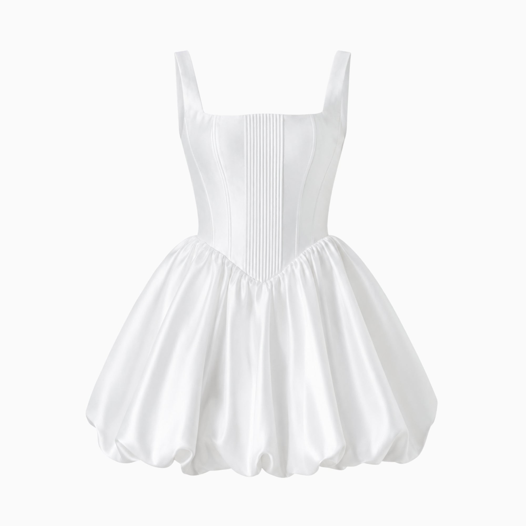 White Corset Mini Dress for Women | Bubble Skirt with Lace-Up Back