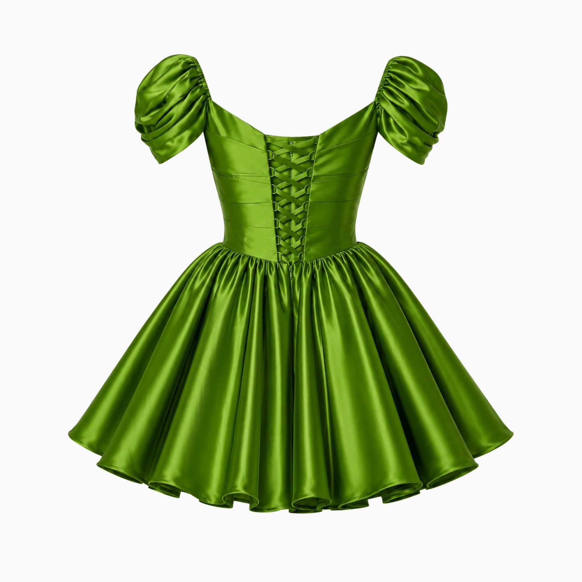 Satin Off-Shoulder Puff Sleeve Mini Dress for Women | Occasion