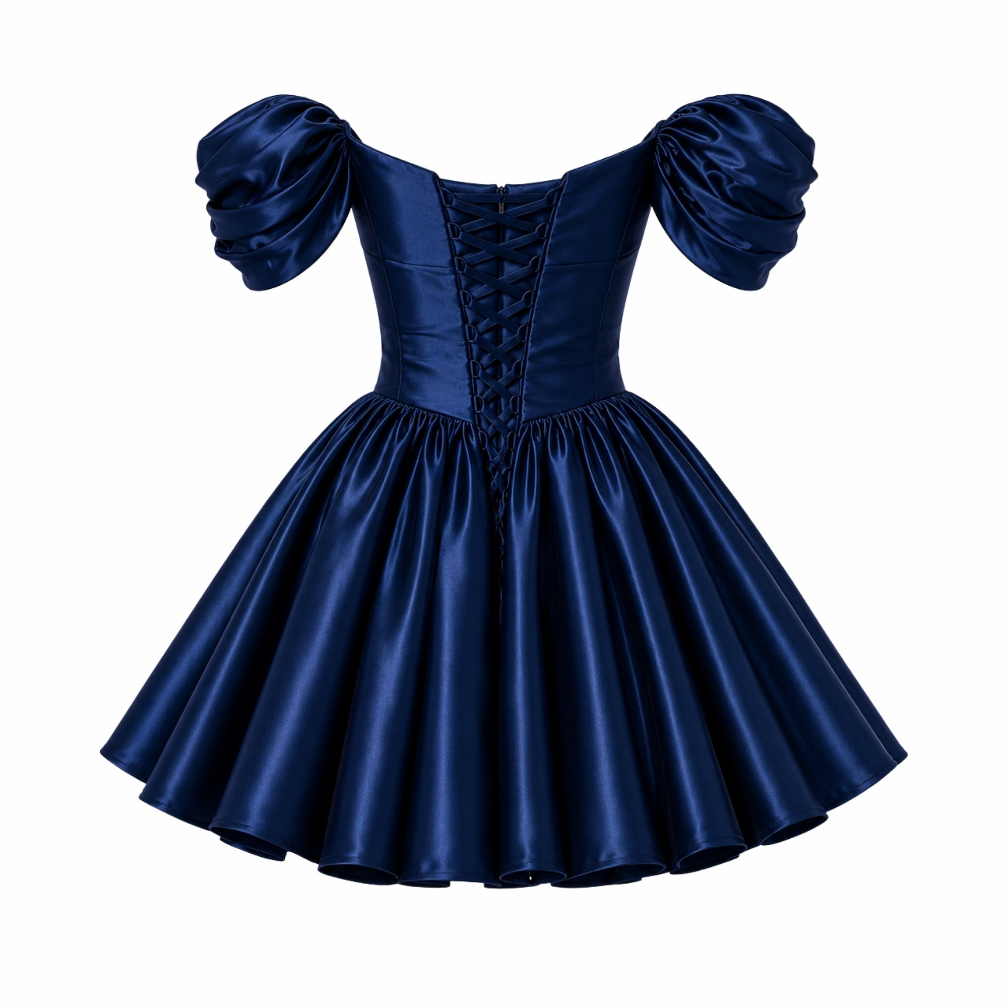 Satin Off-Shoulder Puff Sleeve Mini Dress for Women | Occasion
