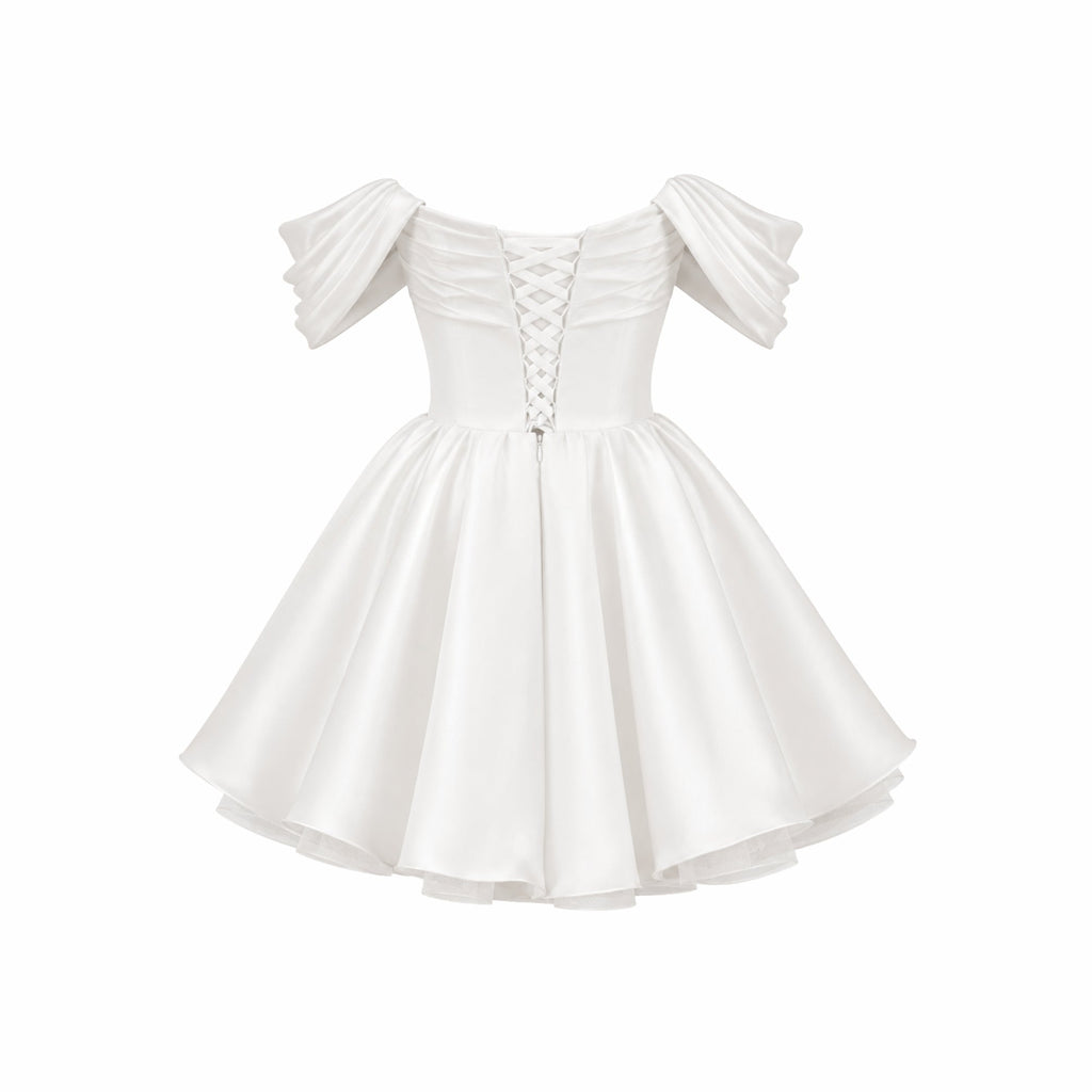 Satin Off-Shoulder Puff Sleeve Mini Dress for Women | Occasion