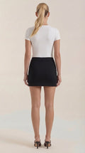 Black Asymmetric Wrap Mini Skirt for Women | Slim Fit