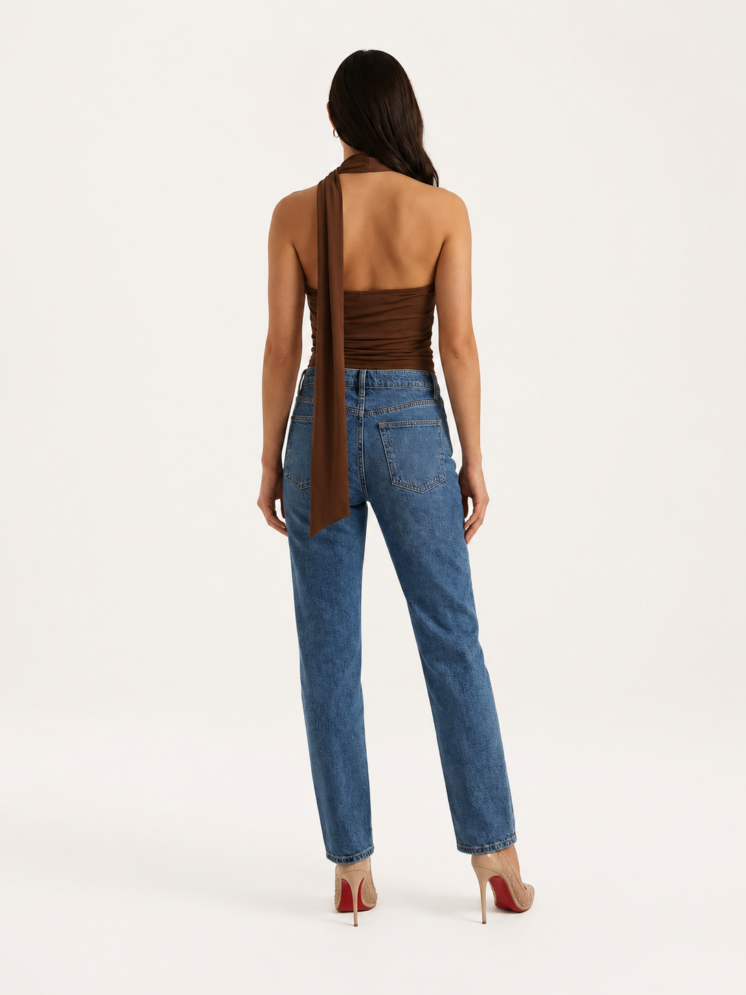 Halterneck V-Neck Long Sleeve Top for Women