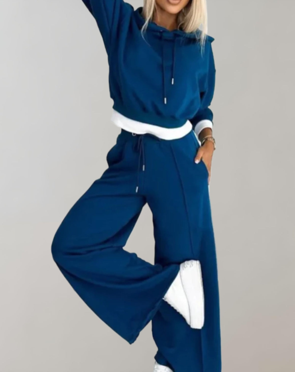 Cotton Blend Hoodie and Wide Leg Pants Set for Women | Casual Loungewear