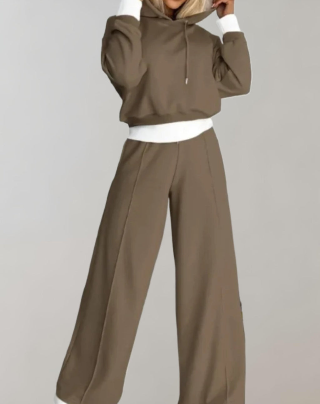 Cotton Blend Hoodie and Wide Leg Pants Set for Women | Casual Loungewear