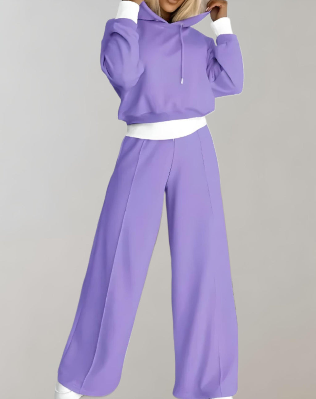 Cotton Blend Hoodie and Wide Leg Pants Set for Women | Casual Loungewear