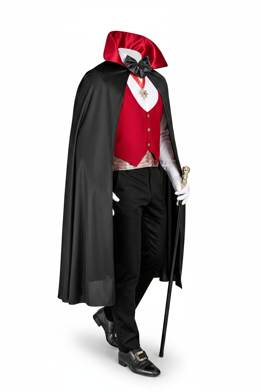 Red Waistcoat Cape and Accessories Vampire Costume for Men | Halloween