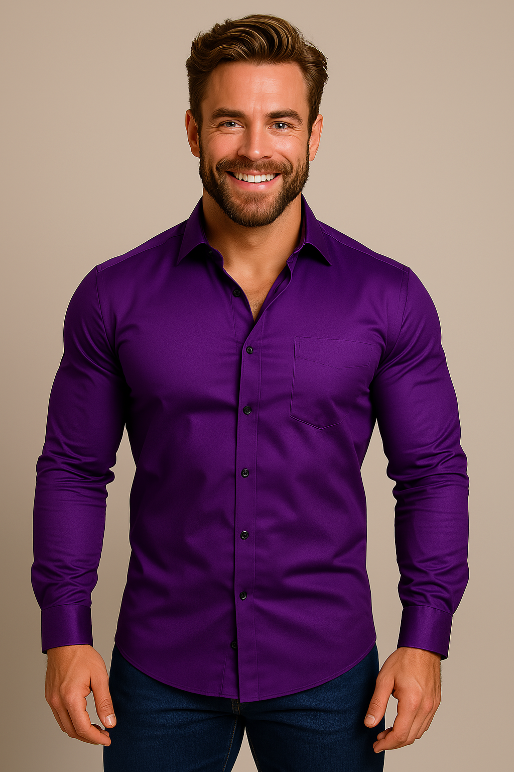 Structured Fit Long Sleeve Shirt for Men | Wrinkle Free