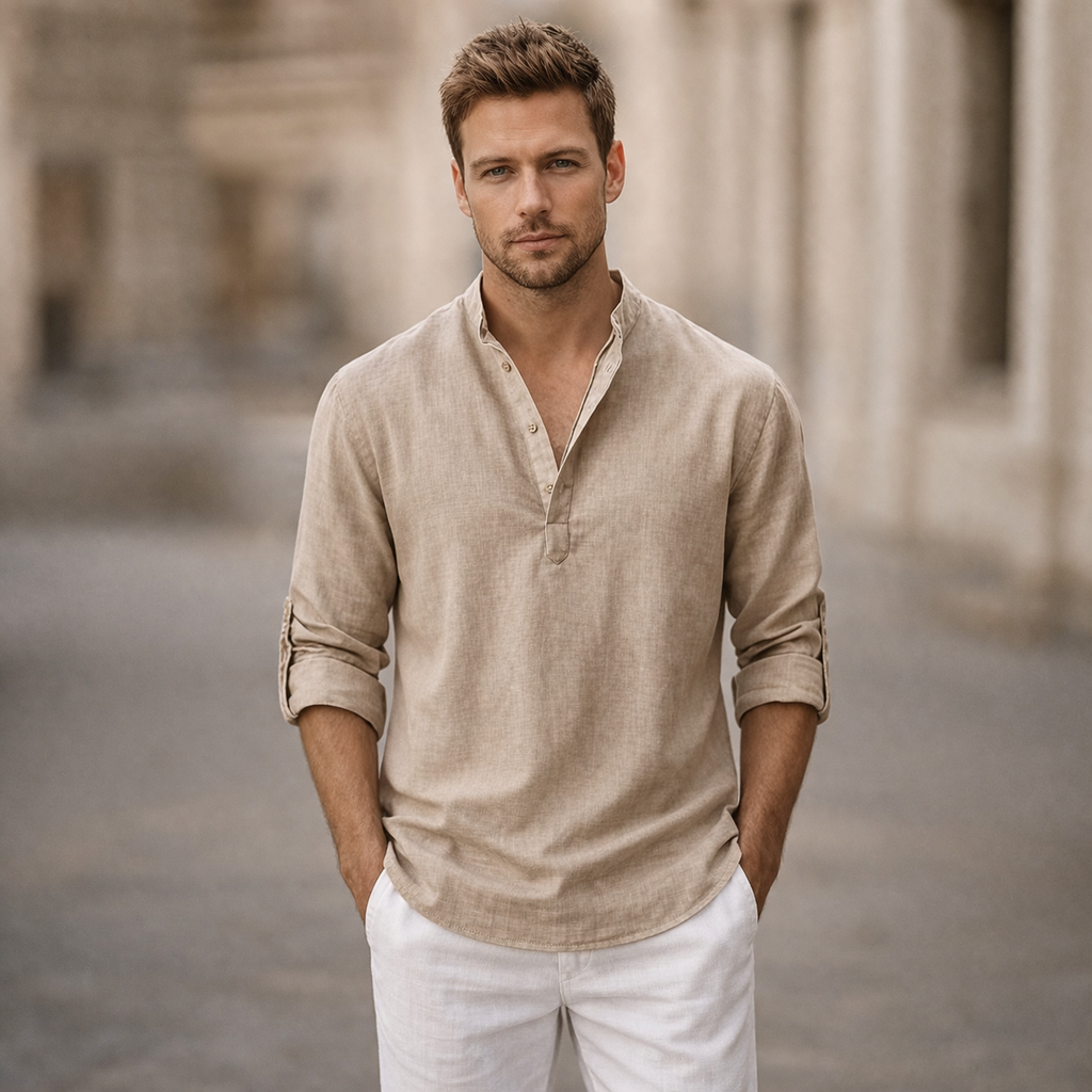 Relaxed Fit Long Sleeve Shirt for Men