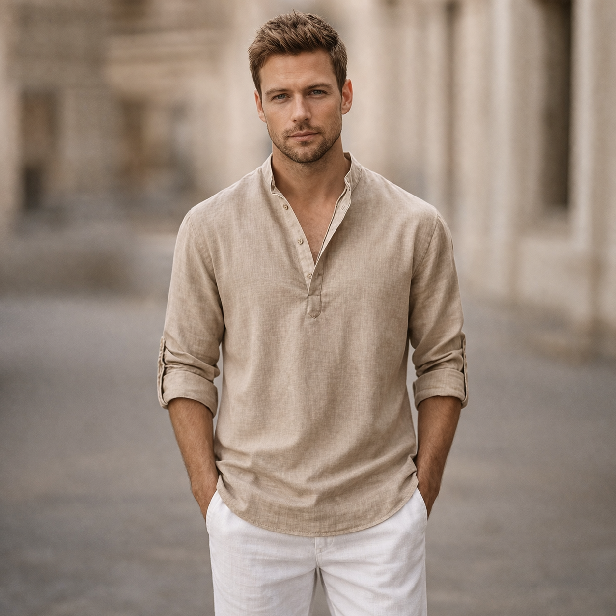 Relaxed Fit Long Sleeve Shirt for Men