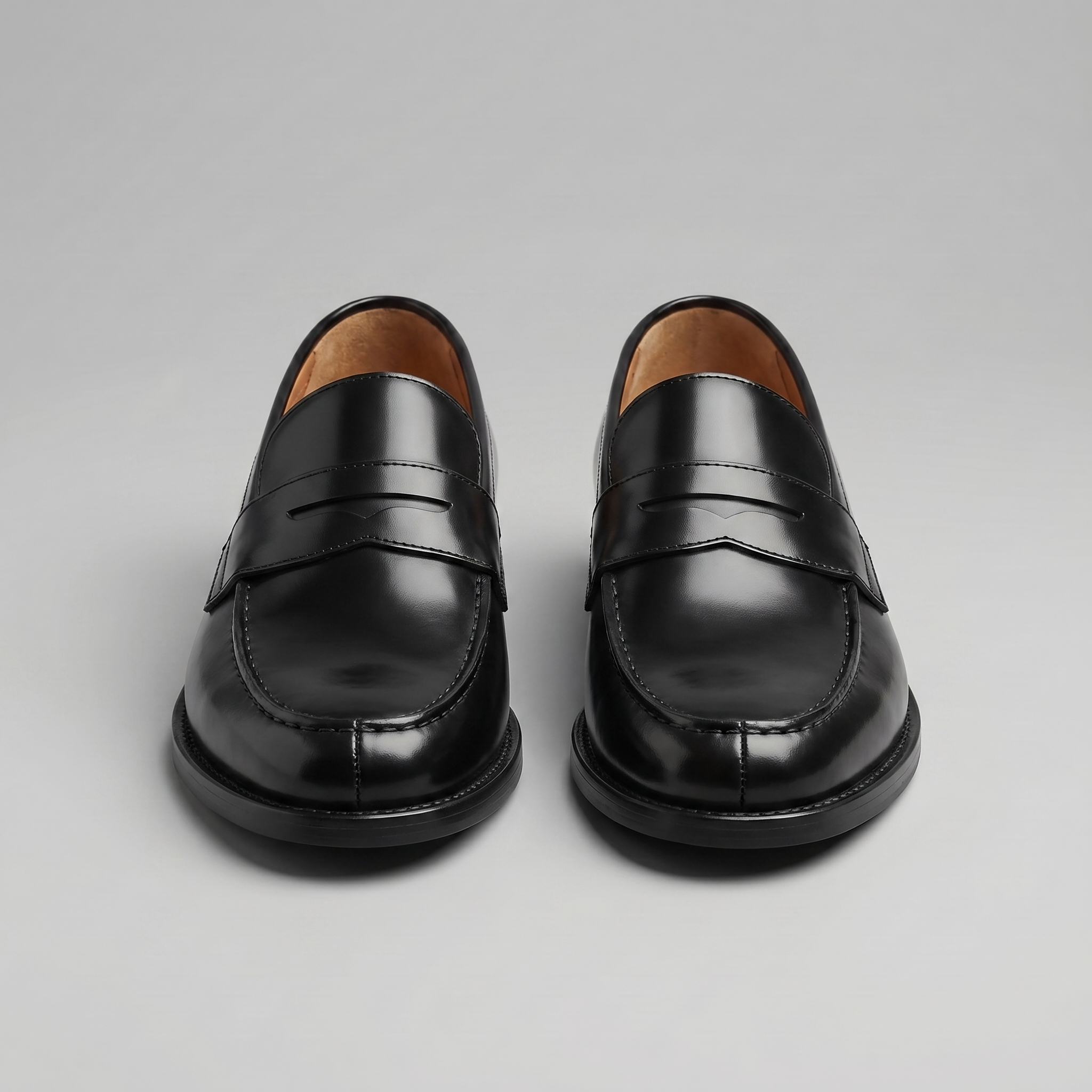 Black Leather Penny Loafers for Men | Slip-On Casual