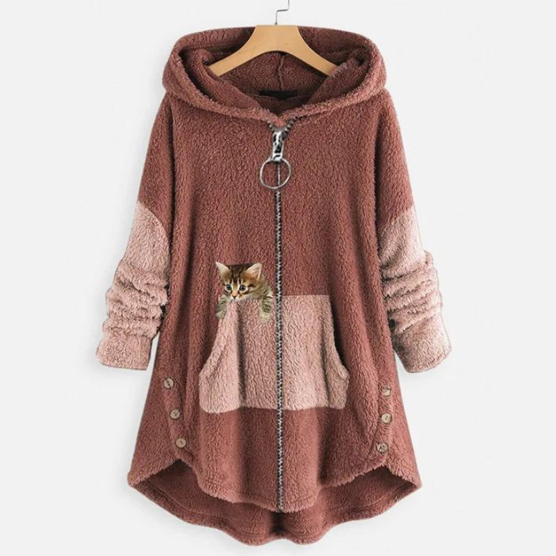Plush Relaxed Fit Long Sleeve Pullover Hoodie for Women | Winter Collection
