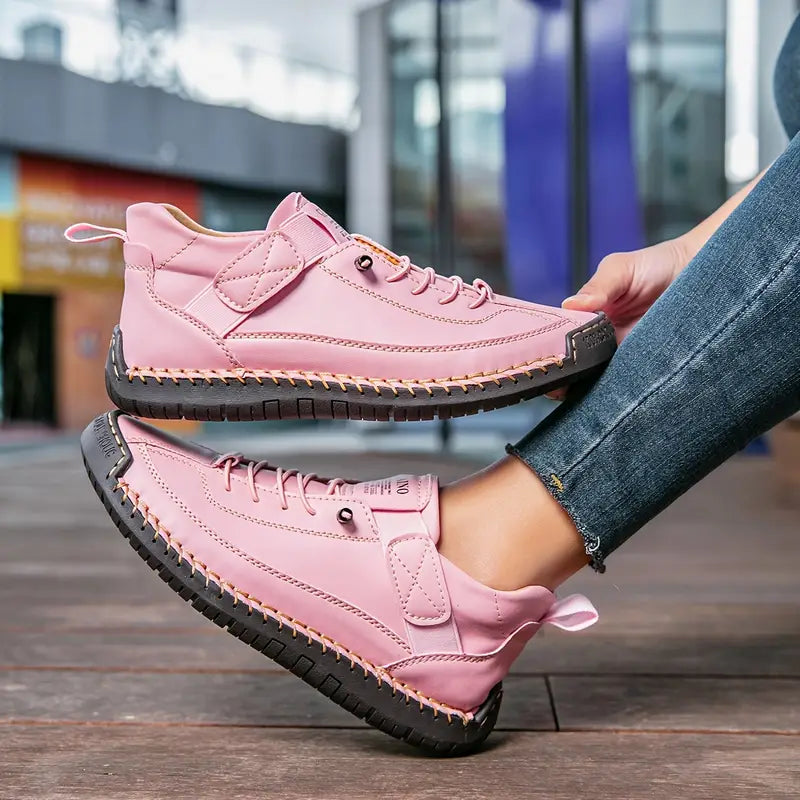 Leather Orthopedic Cushioned Sneakers for Women with Supportive Arch Sole