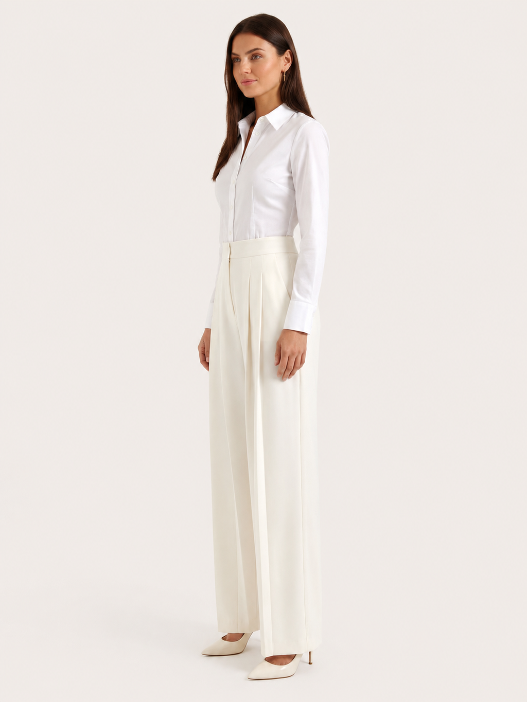 High Waist Wide Leg Pleated Trousers for Women
