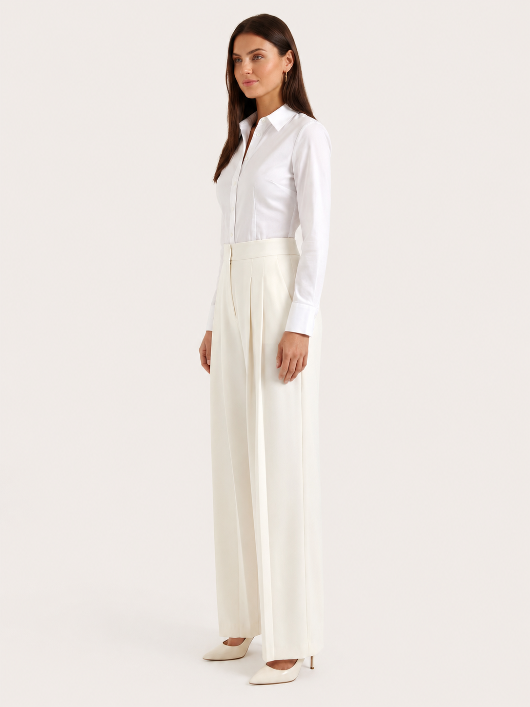 High Waist Wide Leg Pleated Trousers for Women