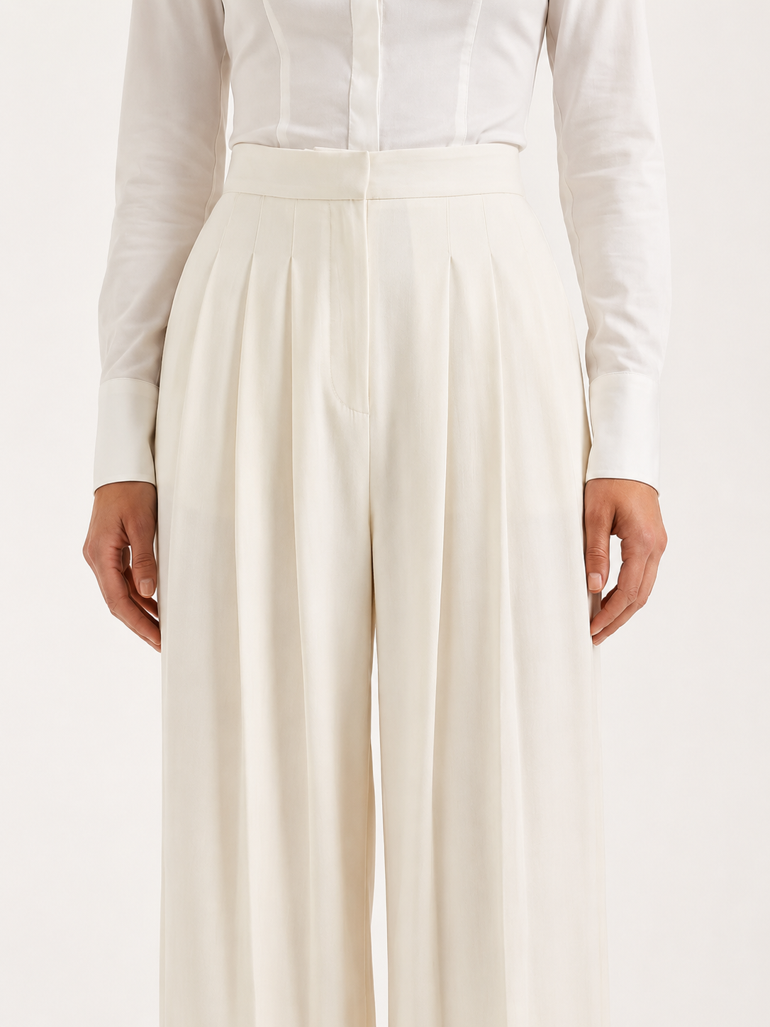 High Waist Wide Leg Pleated Trousers for Women