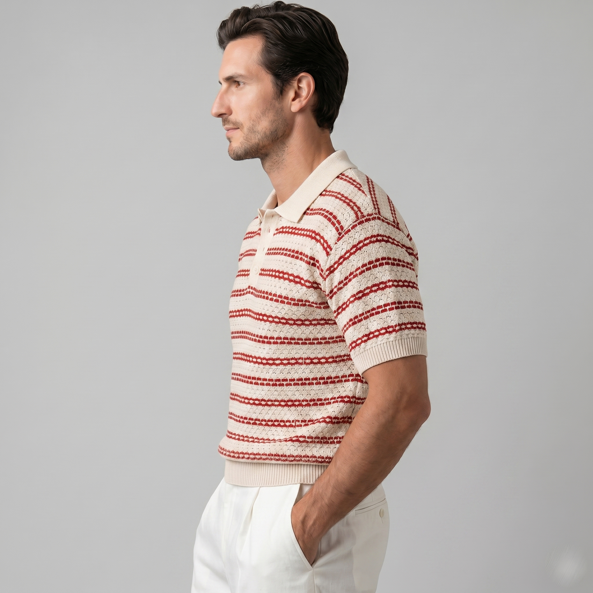 Striped Tailored Fit Polo Shirt for Men