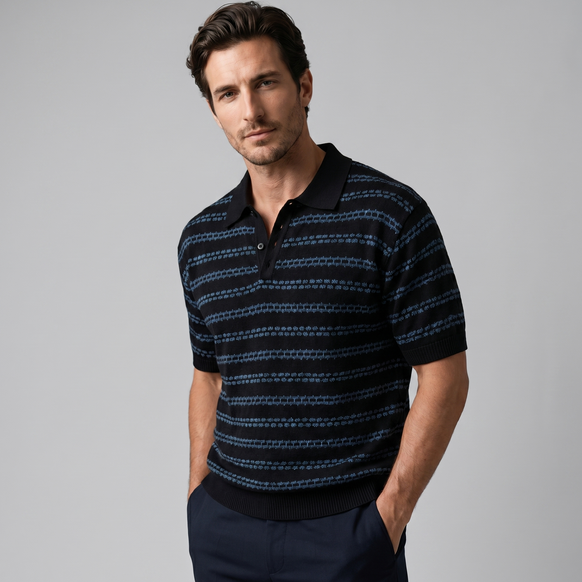 Striped Tailored Fit Polo Shirt for Men