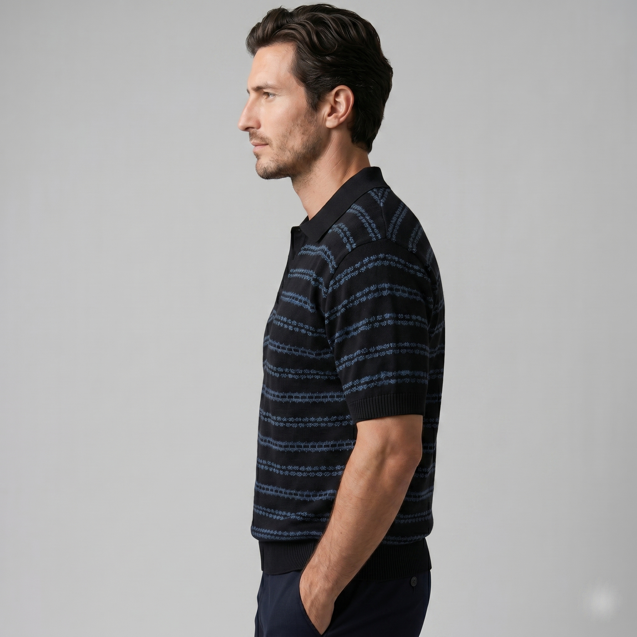 Striped Tailored Fit Polo Shirt for Men