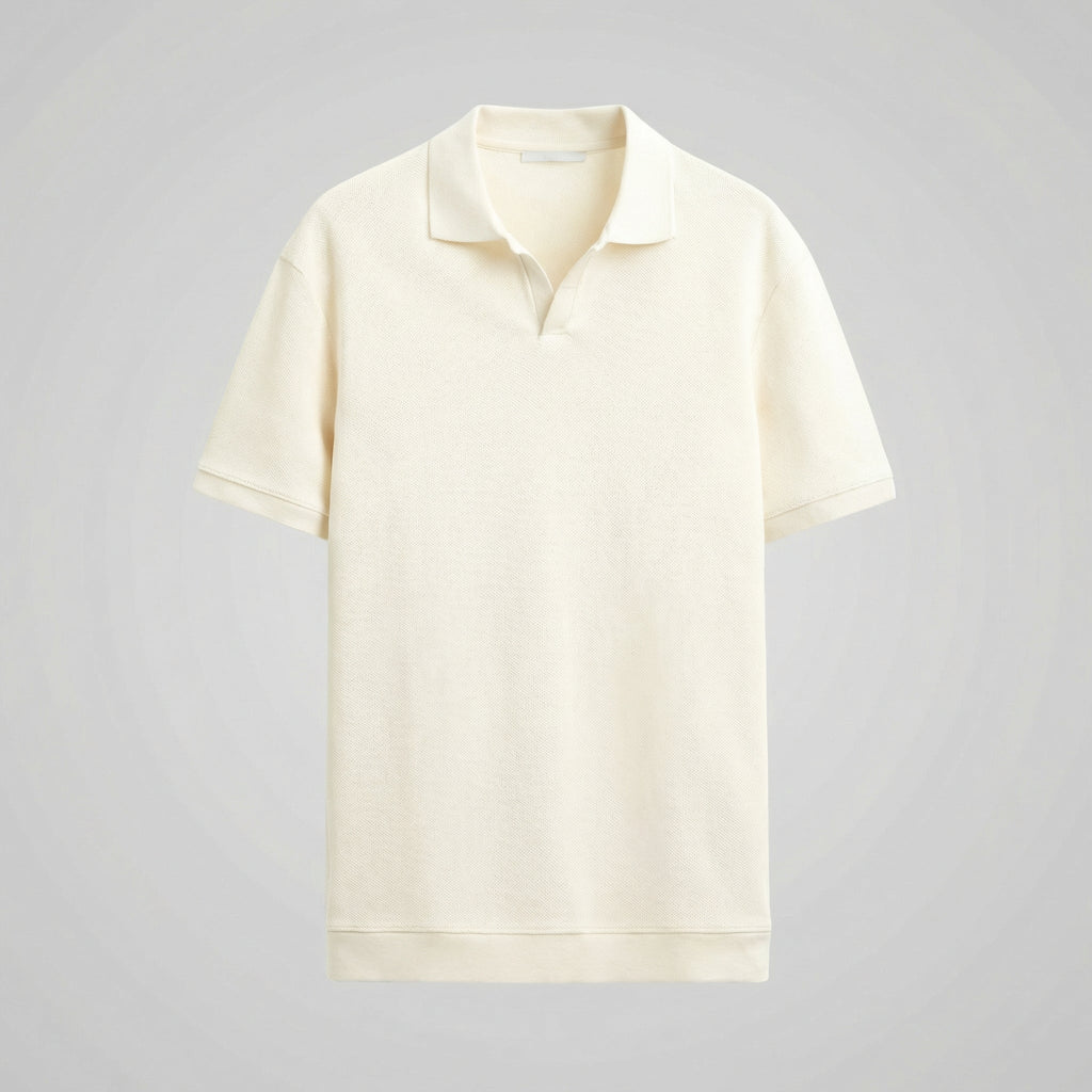 Structured V-Neck Short Sleeve Polo Shirt for Men