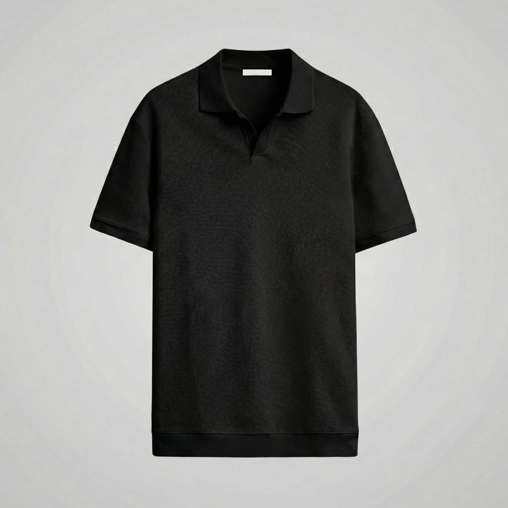 Structured V-Neck Short Sleeve Polo Shirt for Men