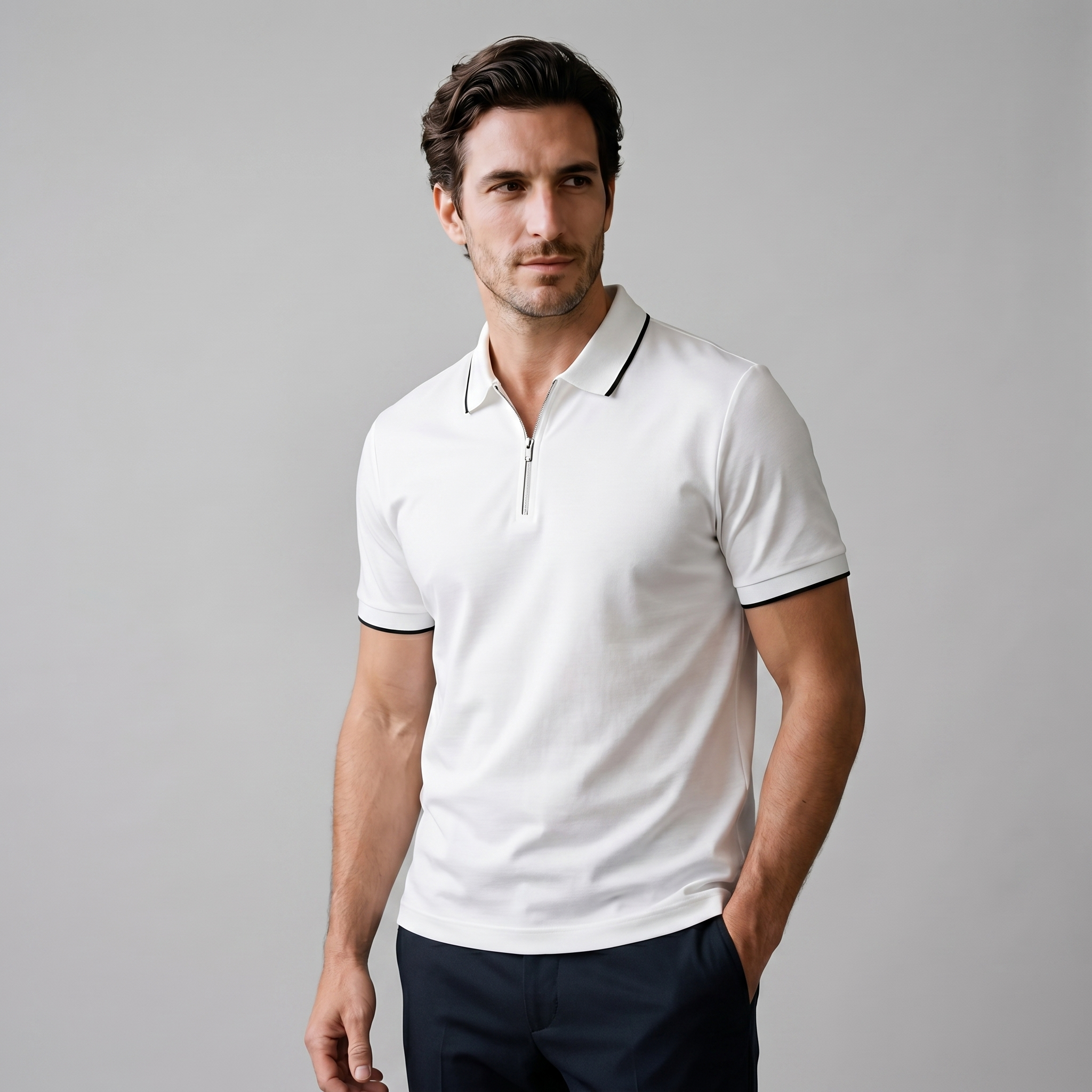 Short Sleeve Zip Polo Shirt for Men | Casual Everyday Fit
