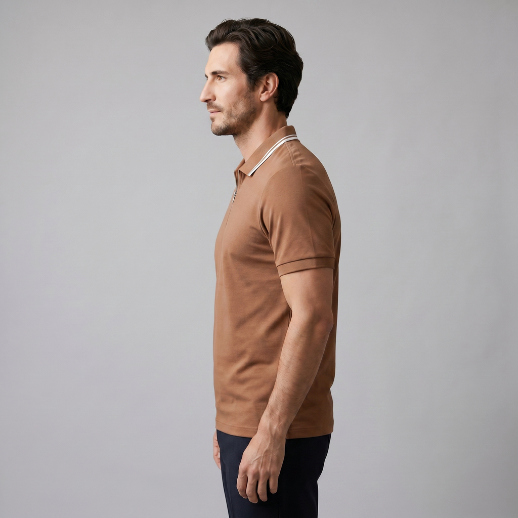 Short Sleeve Zip Polo Shirt for Men | Casual Everyday Fit