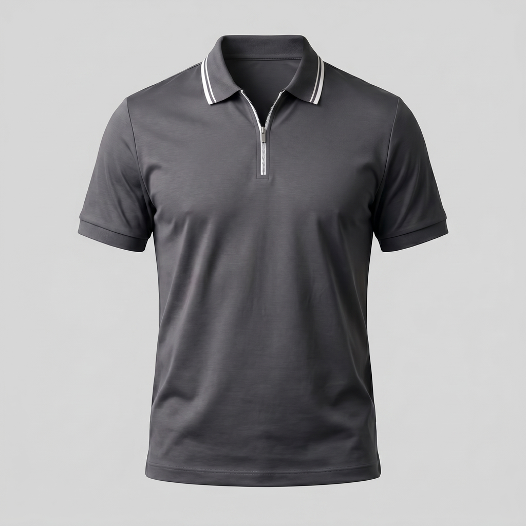 Short Sleeve Zip Polo Shirt for Men | Casual Everyday Fit