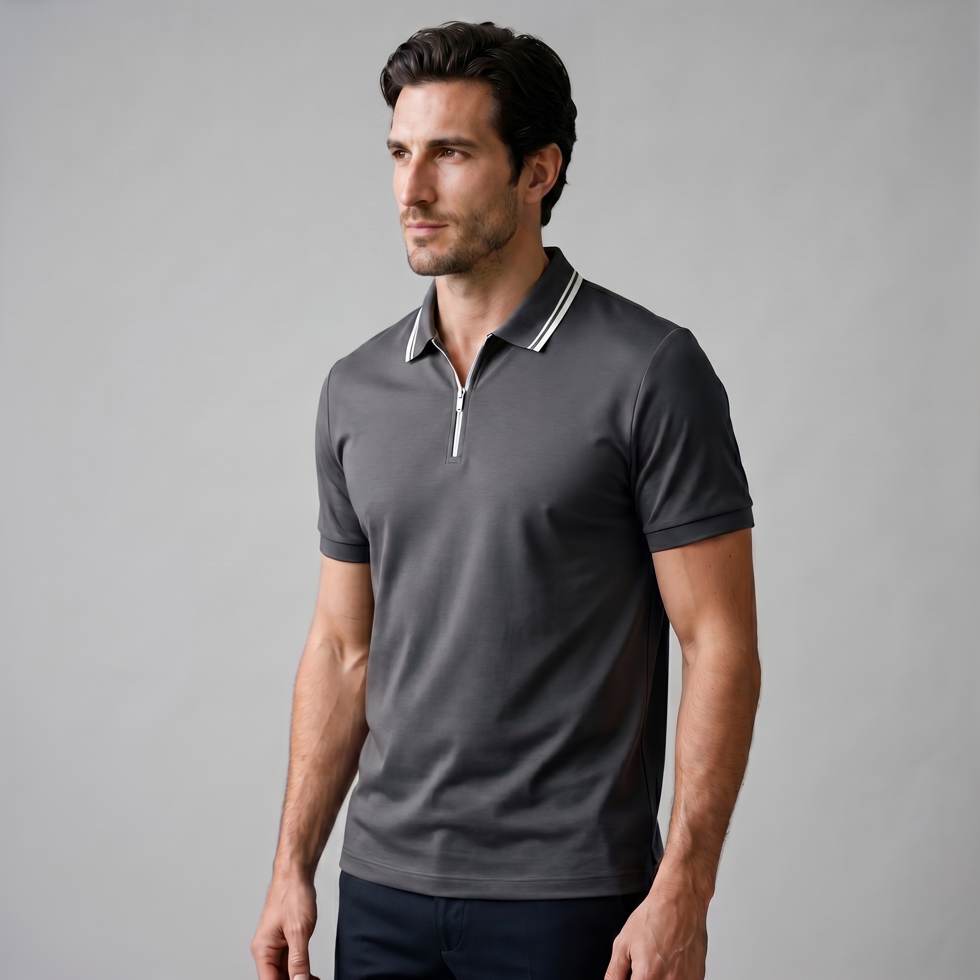 Short Sleeve Zip Polo Shirt for Men | Casual Everyday Fit