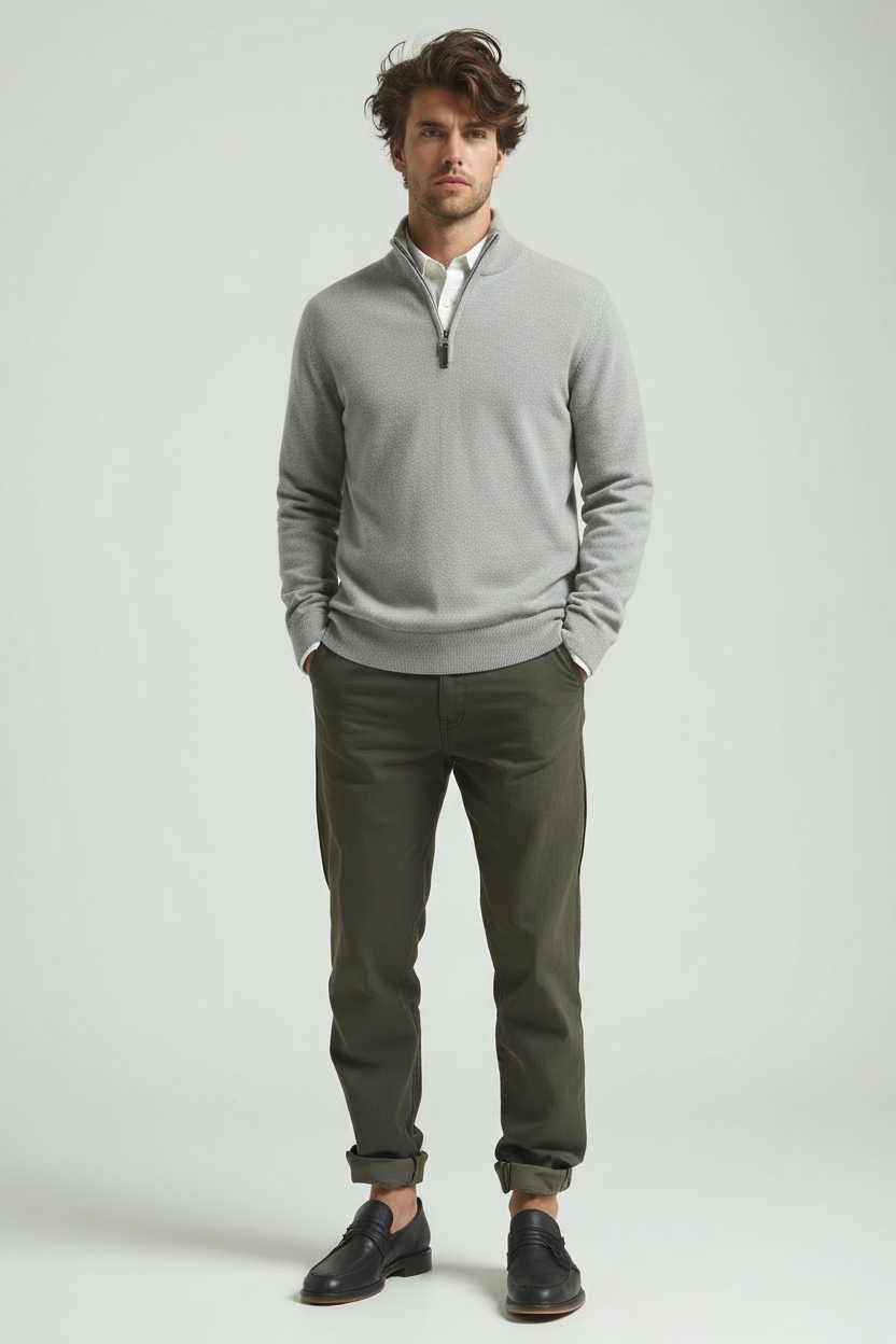 Men's Quarter Zip Sweater – Slim Fit Sport Pullover with Mock Neck