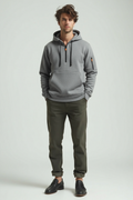 Men's Half Zip Hoodie – Comfortable Urban Pullover with Pockets