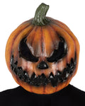Orange Hand Painted Latex Demon Pumpkin Full Head Halloween Mask for Men