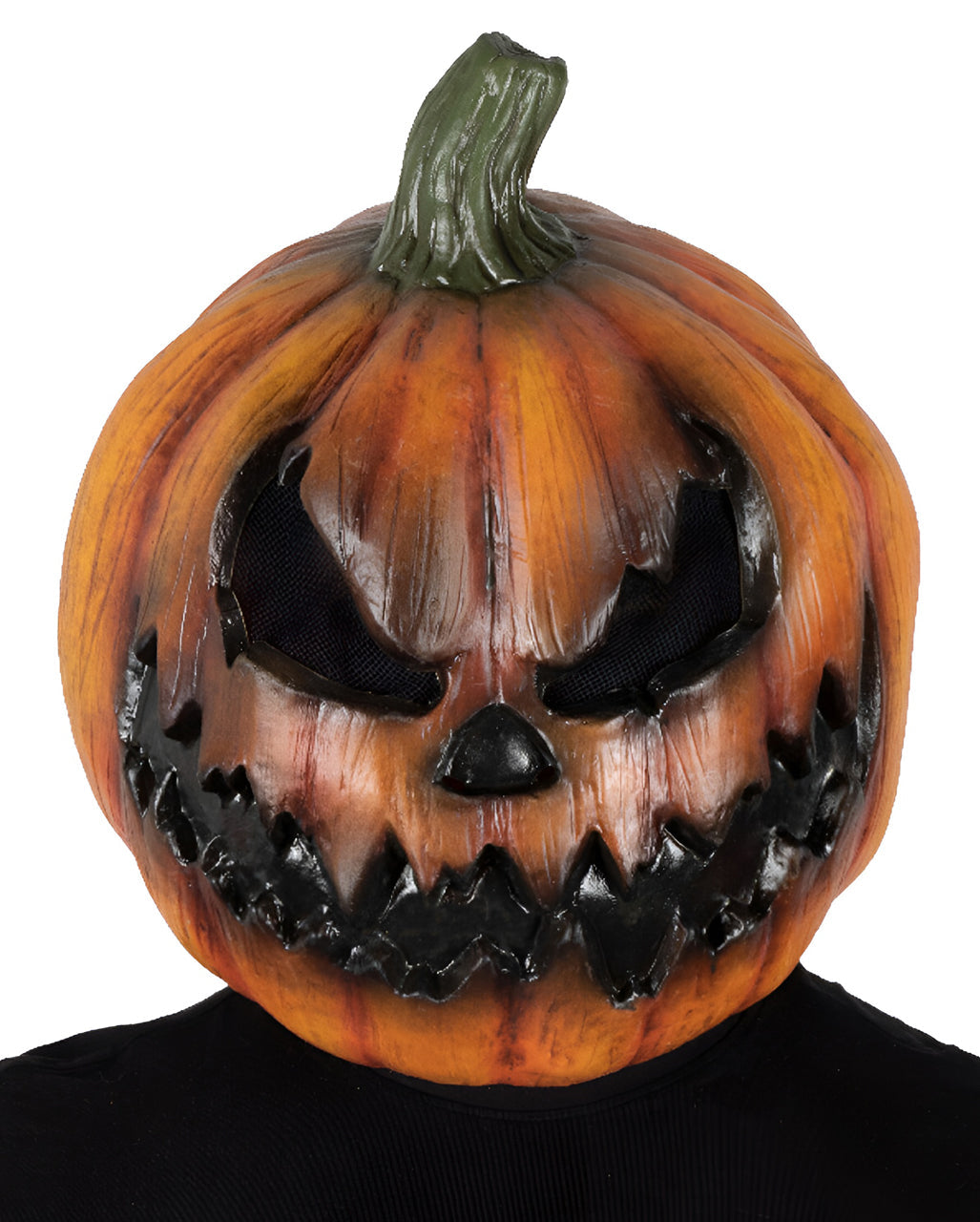 Orange Hand Painted Latex Demon Pumpkin Full Head Halloween Mask for Men