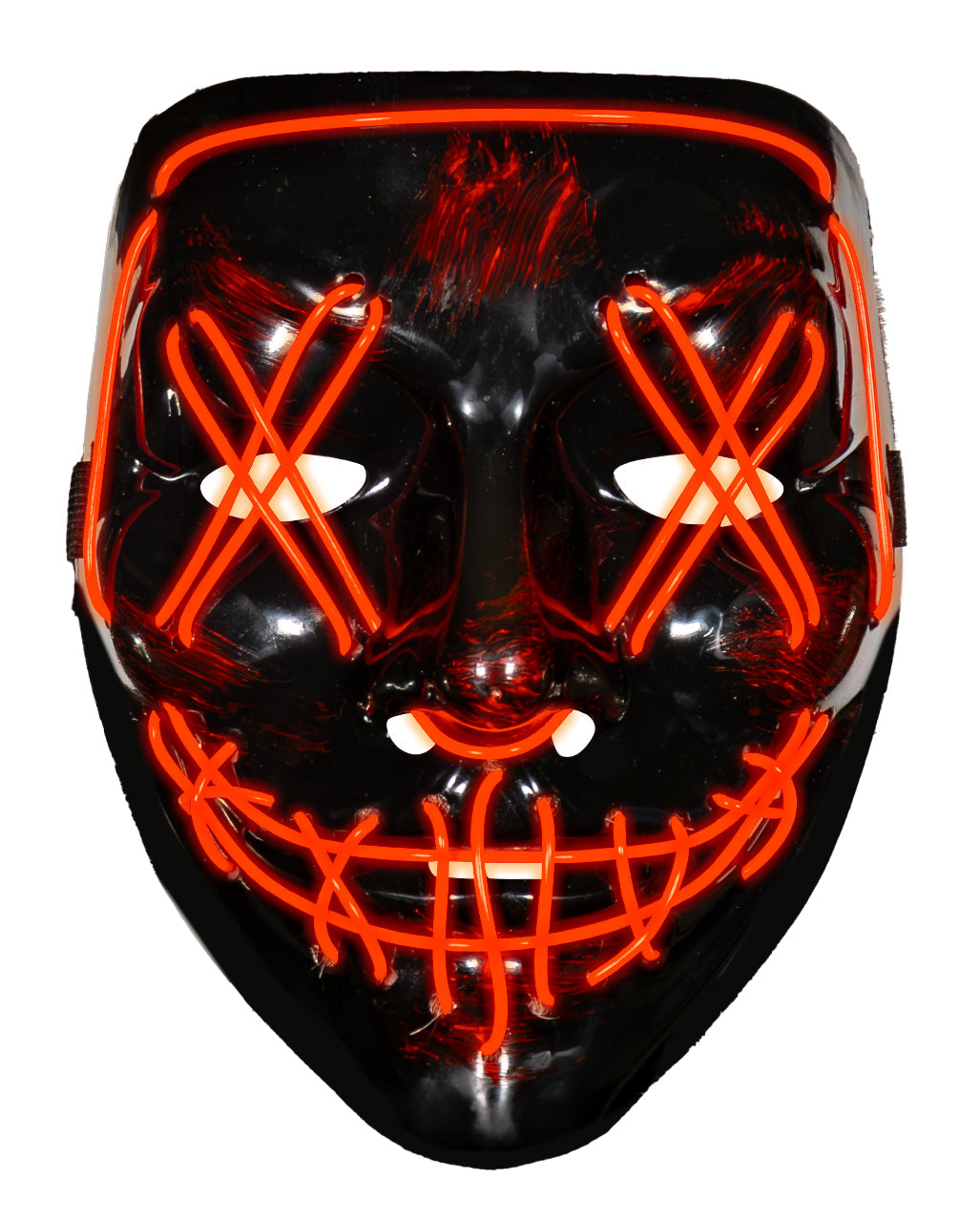 Black and Red LED Splatter Glow Half Face Halloween Costume Mask for Men