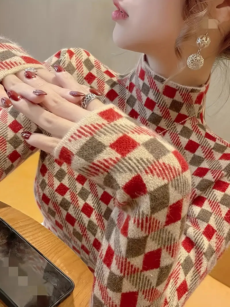 Capri | Trendy Turtleneck with Geometric Pattern