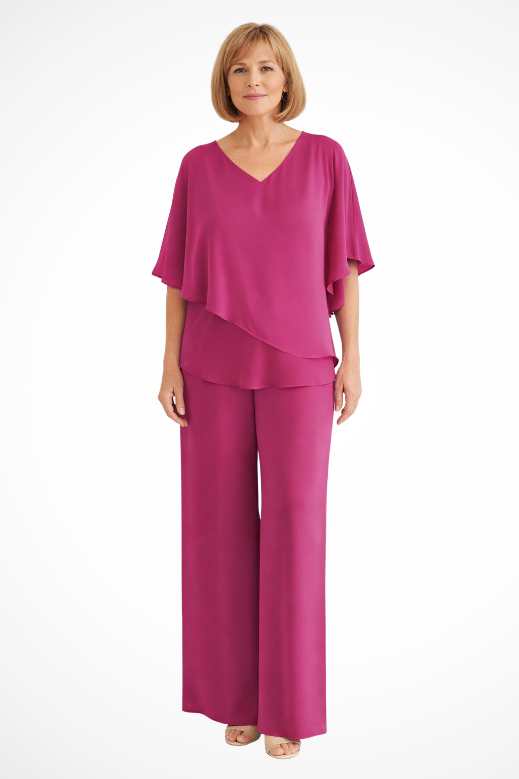 Batwing Sleeve Top and Wide Leg Trousers Co-ord Set for Women