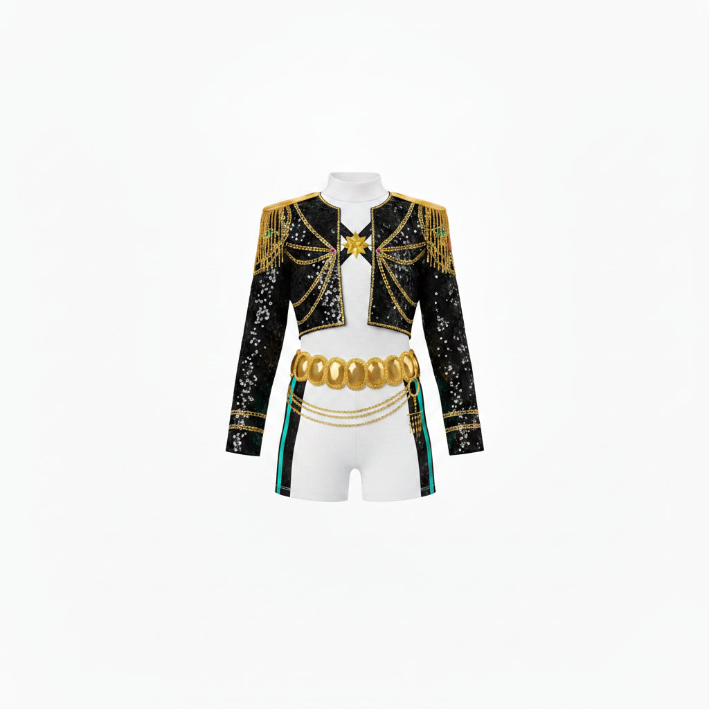 Black White and Gold K-Pop Hero Two Piece Costume for Boys | Halloween